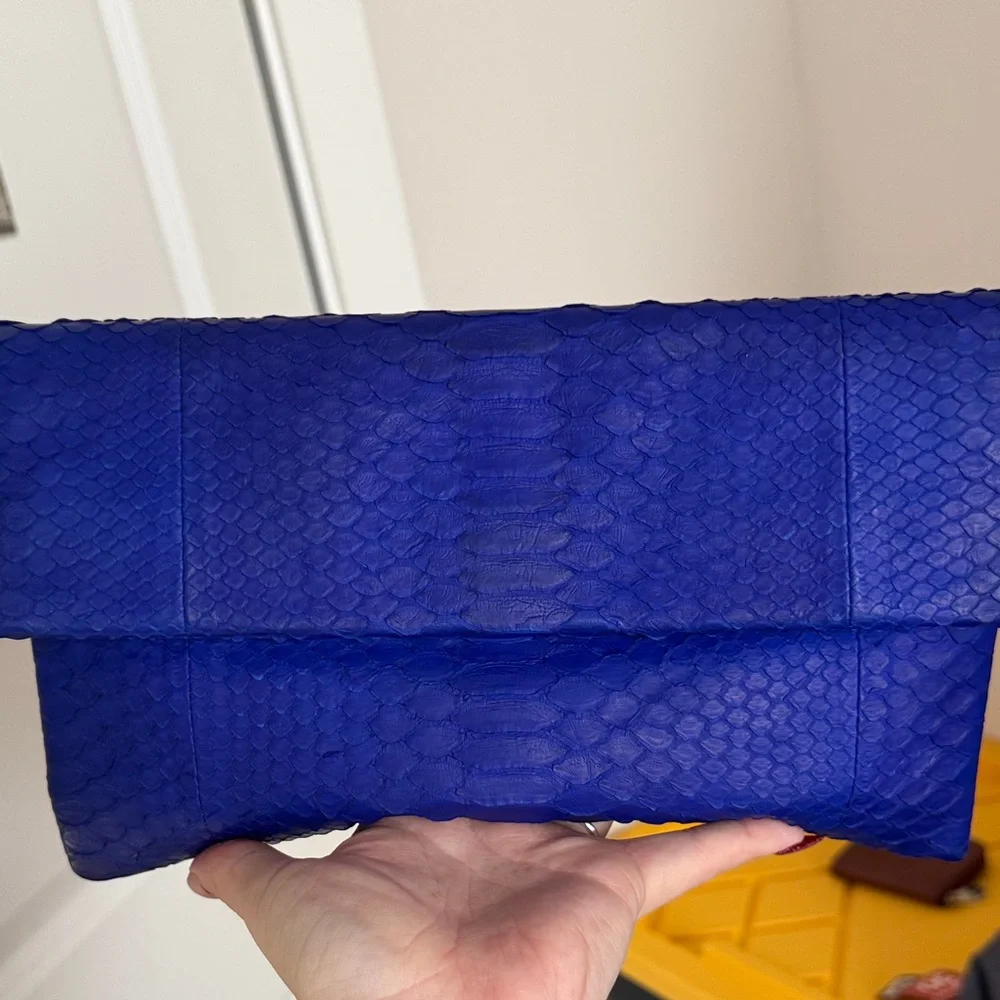 Chic Blue Real Python Clutch - Picture 5 of 6